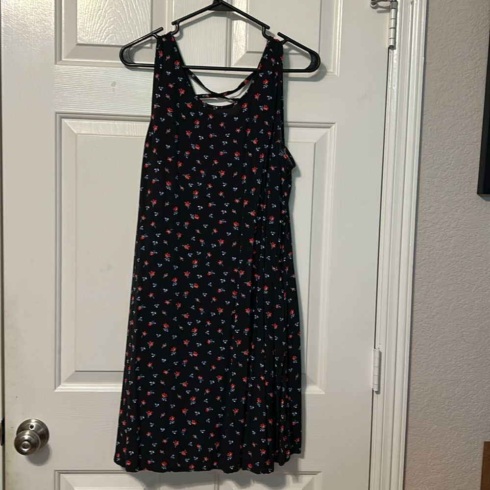 GAP Black Floral Sleeveless Dress Size L